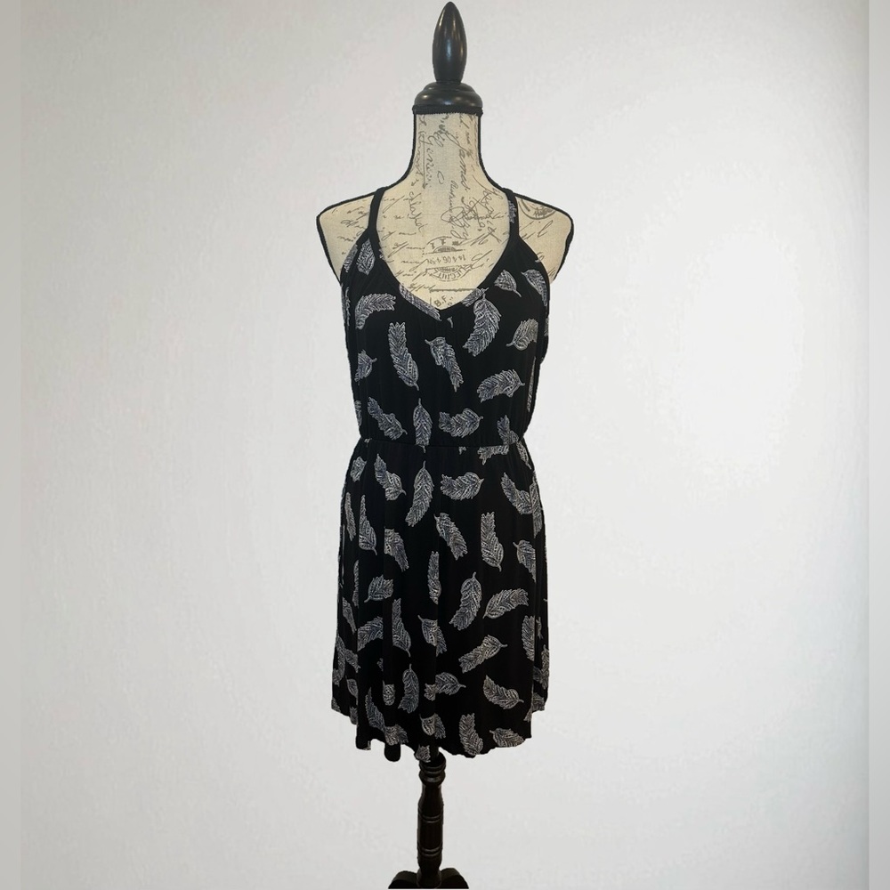 H&M Black Feather Print Dress